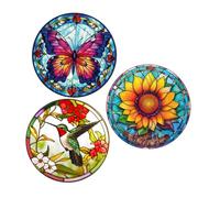 CANIGHT 3pièces Autocollants Statique Vitrail Anti-collision Pour Fenêtres Décalcomanies Colorées Oiseaux Et Animaux