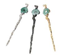 CANIGHT 3pièces Épingles à Cheveux Résine Avec Incrustations De Jade Baguettes Chinoises Vintage Pour Élégantes Accessoires De Cheveux Simples or Noir