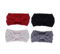CANIGHT 4 Pièces Bandeau En Laine Tricotée Bandeaux De Bébé Nouveau-né Bandeau Avec Boutons Bandeau Tricoté Femme Bandeau Chauffe-oreilles Bandeau Boutonné En Laine Bandeaux Nouveau-né Fil