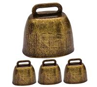 CANIGHT 4 pièces Cloche de Vache Bronze Antique Décoration Bruyante pour Animaux Accessoire Vol et Perte pour Collier de Chien ou Chat
