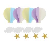 CANIGHT 4pcs Décorations Suspendues en Papier Montgolfière 3D Colorée Réutilisable Facile à Accrocher pour Chambre D'garçon et Filles Fête d'anniversaire ou École Maternelle