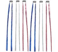 CANIGHT 6pièces Extensions De Cheveux Pailletées Tinsel Fils Pour Coiffure Accessoires De Fête Et Cosplay Bleu Rose