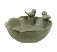 CANIGHT Bain d'oiseaux Décoratif et Polyvalent Petit Format de Feuille en Céramique avec Ornement Oiseau, Résistant aux Intempéries pour Jardin ou Patio