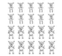 CANIGHT Breloques Ours Pour Ongles 20pcs Petit Et Grand Argenté Décorations Nail Art Diy Accessoire Manucure Pour Filles