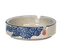 CANIGHT Cendrier en Céramique Peint la Main Motif Nuage, Grand Modèle Rond pour Salon et Jardin, Décoration Zen pour Bureau et Espace Intérieur, Conteneur de Rangement Bleu