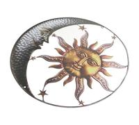 CANIGHT Décoration Murale Métal Soleil et Lune Extérieure et Intérieure Ornement Mural Artisanal Déco Solaire pour Jardin Salon et Cadeau Original