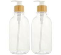 CANIGHT Distributeurs de Savonnette Liquide Design Bambou Élégant Lot de 2 en Pet avec Pompe Facile à Presser, Capacité 500ml pour Salle de Bain et Maison