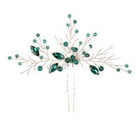 CANIGHT Épingle à Cheveux Accessoire Élégant en Cristal Vert U Flexible Décoration pour Noël et Saint-valentin pour Mariage et Chignon pour Mariées et Demoiselles D'honneur