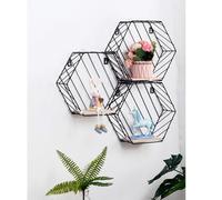 CANIGHT Étagère Murale Flottante Hexagonale en Fer Noir, Support Mural Fixation Clous, pour Décoration et Affichage D'objets Toute Pièce