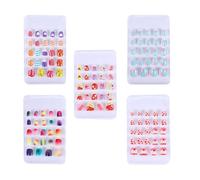 CANIGHT Faux Ongles pour Garçon et Filles à Pression, 120 Pièces, Couverture Complète, Motifs Variés, Couleurs Attrayantes, Faciles à Poser, Décoration Nail Art pour Filles,