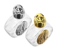 CANIGHT Lot de 2 Bouteilles en Verre Rechargeables pour Eau Bénite Bouchon Métallique, Portables et Décoratives, pour Voyages et Fêtes Religieuses