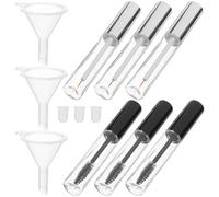 CANIGHT Lot de 3 Set de Set de Tubes Vides à Mascara Argentés en Plastique de 10 Ml avec Brosse à Cils et Entonnoirs, Facile Quantité Restante, Voyage