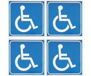 CANIGHT Lot de 4 Autocollants Pvc Bleu pour Fauteuil Roulant, 7,6x7,6cm, Résistants à L'eau Outils, pour Signaler L'accessibilité en Tout Lieu