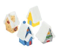 CANIGHT Lot de 4 Pièces Décorations de Maison Miniature en Résine, Décor de Village de Noël Léger et Délicat pour Décorer Votre Maison ou Jardin