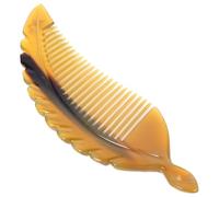 CANIGHT Peigne à Dents Larges et Ajoute Brillance Améliore la Texture Couleur Aléatoire en Corne de Bœuf Naturel Anti-statique de Feuille, Outil de Massage pour Cheveux