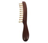 CANIGHT Peigne de Massage Méridien en Bois Massif de Santal Dents en Cuivre, Outil de Soin Capillaire pour Cuir Chevelu, Dos et Nuque, Livré Pochette Couleur Aléatoire