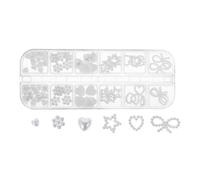 CANIGHT Perles Décoratives pour Nail Art en Forme de Cœur Plat, Ornement de Manucure Blanc, Design 3d Simple à Utiliser, Boîte de 1 pour Salon de Beauté