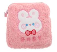 CANIGHT Pochette Menstruelle Portable en Peluche Rose Fermeture Éclair Pratique pour Rangement Discret des Serviettes Hygiéniques et Petits Objets, pour Sorties