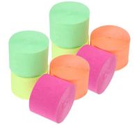 CANIGHT Serpentins en Papier Crépon Fluorescent Lot de 8 Rouleaux Décorations de Fête Papier Plié, Fluorescent et Découpable, pour Anniversaire et Soirée Lumière Noire