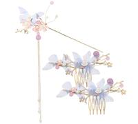 CANIGHT Set de 3 Épingles à Cheveux Chinoises Hanfu en Alliage Pampilles et Peigne Floral, Accessoires Élégants pour Femmes Lors de Fêtes ou Anniversaires