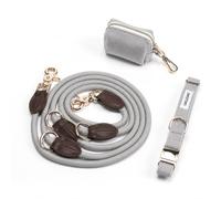 Canilegance - Set de Promenade pour Chien - Collier Réglable, Laisse 4-en-1 & Porte-Sachet - Gris - Taille M (Moyenne) Tour de Cou 32-48 cm - Lavable en Machine