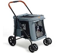 CANINE CANYON Scout Poussette pour animal domestique, design à 4 roues pour chiens de petite et moyenne taille, pliage à un bouton, fenêtres et stores réglables en maille, roues avant pivotantes à