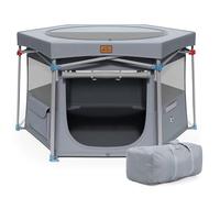 CANINE CANYON Zora Parc de jeu portable pliable pour chien pour exercice intérieur et extérieur, clôture pop-up pour animaux de compagnie avec étui de transport pour chiens/chiots, gris tourterelle,