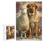 Canine Sheep Friendship Winter Scene Puzzle 1000 Pièces Educa Jouet en Bois Cadeau Unique Décoration Intérieure Jeu Éducatif Challenge Toy Adultes Et Enfants À Partir De 14 Ans 1000 PCS