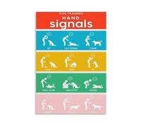 Canine Training Hand Signals Poster Dog Commands Chart Canvas Wall-Art for Dog Owners Room Decor(Framed,08X12inch(20X30cm))