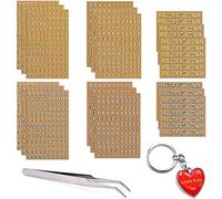 CANIPHA Lot de 18 petites feuilles d'autocollants en résine avec lettres dorées et argentées pour nail art en résine époxy, paillettes autocollantes avec pince à épiler