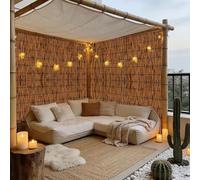 Canisse Brise Vue en Roseau Nature, Brise-Vent Jardin Terrasse Natte de Roseau pour Balcon & Clôture Palissade Jardin avec Attaches Clôture Exterieur Décorative(Brun,H110xL1200cm)