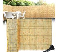Canisse en Roseau Naturel, Brise-Vue Bambou pour Balcon Jardin Terrasse, Clôture de Confidentialité avec 100 Attaches, Occultation 85% Protection UV et Vent, 1,2x5m(Natural,1.20mx5.0mx2pack)