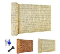 Canisse en Roseau Naturel, Rouleaux de Clôture en Roseau Brise-Vue en Roseau, Bambou Brise-Vent Jardin Terrasse Natte de Roseau Pour Balcon & Clôture Palissade Jardin Exterieur(Natural,H0.5 x L2.2m)