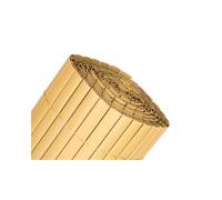 Canisse Synthétique Pvc Double 1 X 3 M Avec Cannes Entières Naturelle, Brise-Vue Pour Jardins, Balcons Et Clôtures