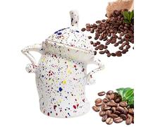 Canister avec | Grand pot en céramique avec couvercle - pot de rangement de nourriture mignon avec couvercle étanche à l'air pour les épices de sucre à thé à thé de cuisine et décoration d'Ha