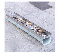 Caniveau Acier Inoxydable Kit De Drainage De Tranchée En Acier Inoxydable, Drain De Douche Linéaire Rectangulaire Avec Grille, Tranchée De Drainage Métallique For Décoration Extérieure Intérieure, Sys