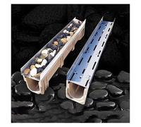 Caniveau Acier Inoxydable Kit De Drainage De Tranchée En Acier Inoxydable, Drain De Douche Rectangulaire Avec Grille, Trottoir Extérieur Kit De Drainage Du Sol Du Bain De Bain, Systèmes De Drainage De