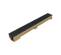 Caniveau béton polymère H95mm avec grille fonte noire Voronoï - Self 100 ACO