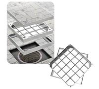 Caniveau Couvercle de Regard Invisible Avec Cadre, Couvercle de Bassin D'égout Encastré Carré en Acier Inoxydable, Couvercle D'égout Extérieur Robuste pour Chaussée D'allée de Cour(30x30cm/11.8x11.8in