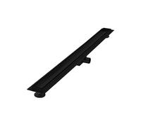 Caniveau de douche 100 cm 2-en-1, réversible, carrelable, extra-plat, en acier inoxydable noir, siphon anti-odeur, filtre cheveux, débit 30L/min,