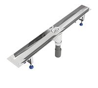 Caniveau de douche 120 cm AQUABAD® SDS Premium en acier inox avec filtre-cheveux et clapet anti-remontée d'odeur, y compris : siphon vertical (Couvercle/grille n'est pas inclus!)