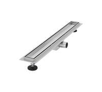 Caniveau de douche 70 cm 2-en-1, réversible, carrelable, extra-plat, en acier inoxydable argenté, siphon anti-odeur, filtre cheveux, débit 30L/min,