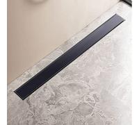 Caniveau de douche 70 cm plat, siphon avec stop-odeur et filtre à cheveux caniveau de douche en verre noir ensemble complet siphon de sol en acier inoxydable pour cabine de douche paroi de douche