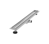 Caniveau de douche 80 cm 2-en-1, réversible, carrelable, extra-plat, en acier inoxydable argenté, siphon anti-odeur, filtre cheveux, débit 30L/min,