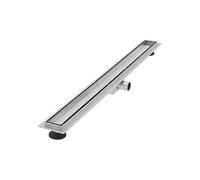 Caniveau de douche 90 cm 2-en-1, réversible, carrelable, extra-plat, en acier inoxydable argenté, siphon anti-odeur, filtre cheveux, débit 30L/min,