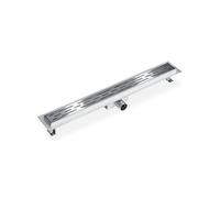 Caniveau de douche Acier inoxydable Hauteur variable Stop-odeur filtre à cheveux gris
