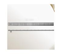 Caniveau de Douche avec Grille Amovible, Siphon de Sol rectangulaire, Siphon avec Filtre à Cheveux, Drainage Central, 8 x 120 cm (Drainage latéral 8 x 120 cm)