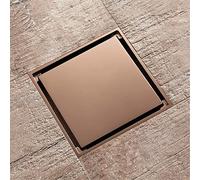 Caniveau de Douche carré en Laiton avec Filtre à Cheveux, avec Couvercle Amovible, pour Cuisine, Salle de Bain, Garage et sous-Sol, 10 cm (Couleur : Or Rose)