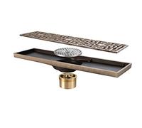 Caniveau De Douche Drain De Plancher Douche en Laiton, anti odeur, Drain de Douche Linéaire avec Couvercle Amovible pour cuisine, salle de bain, douche, garage et cave, 300x82mm