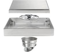 Caniveau de Douche en Acier Inoxydable 304, 150 x 150 mm, avec Grille Amovible, 150 x 150 mm